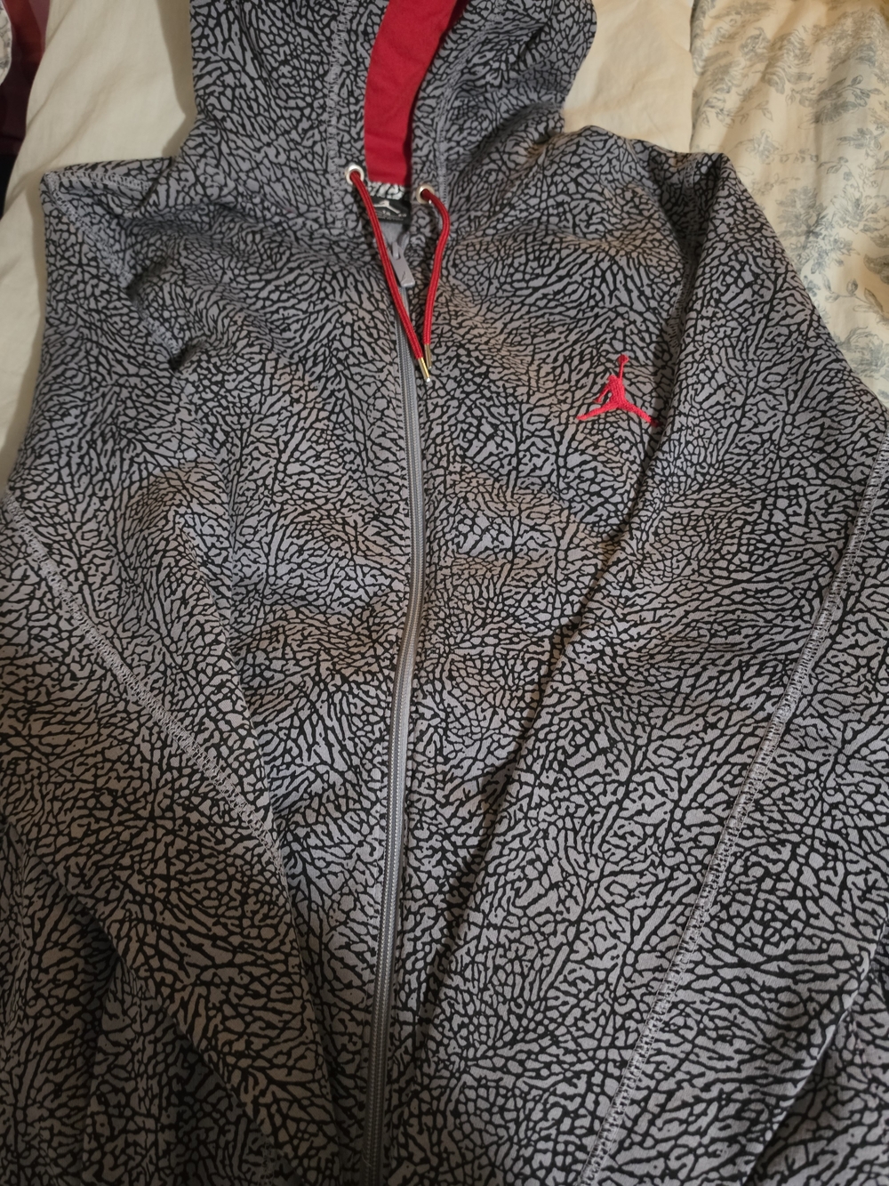 Jordan Red and Black Printed  zip up sweater